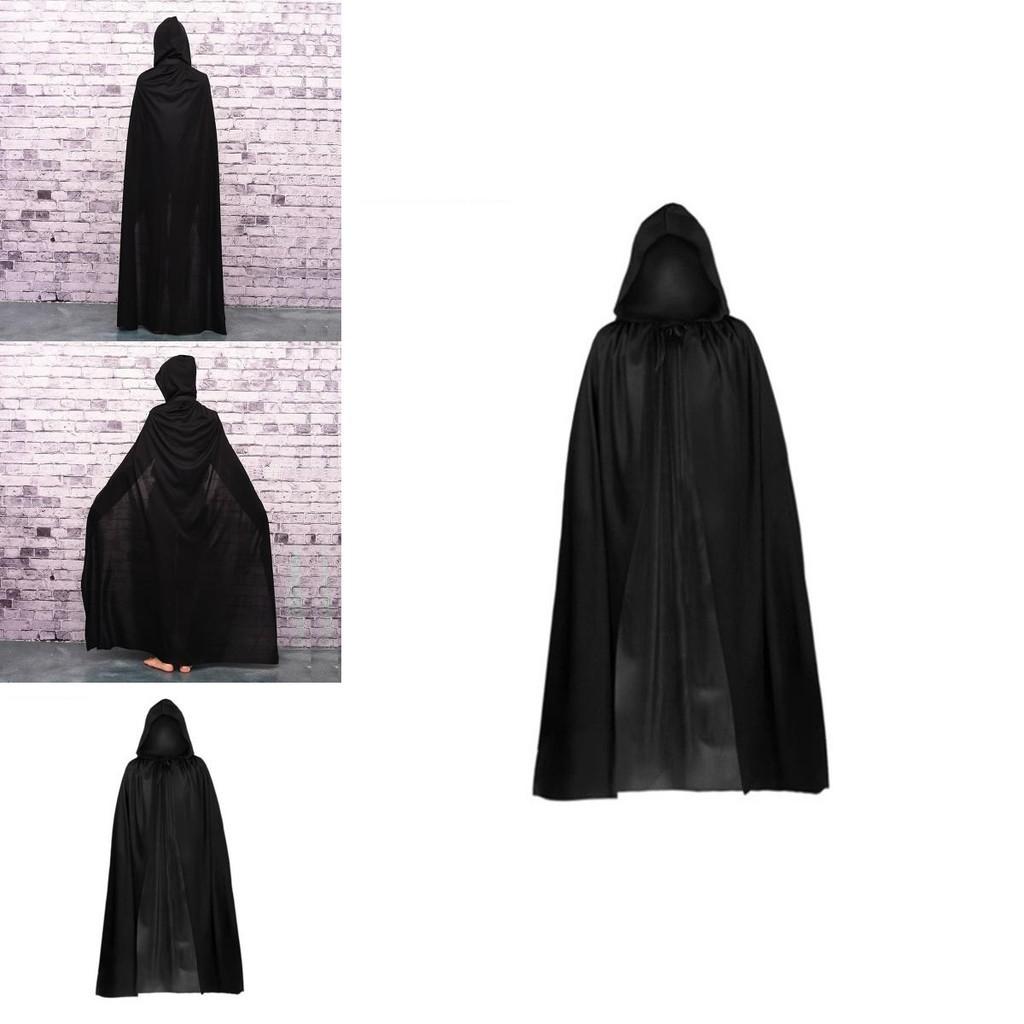 Cape d'Halloween Cosplay Faucheur Vampire Sorcière Magicien Robe Fête Adulte Enfants Cape Légère Noire