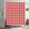 Modern Bath Curtain with Red and Black Diamond Pattern Waterproof Fabric Shower Coo