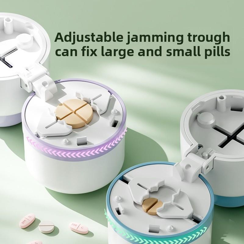 Portable 2-in-1 Pill Box with Pill Cutter for Cutting Small Pills or Large Pills in Half & Quarter Travel Pill Organizer Case
