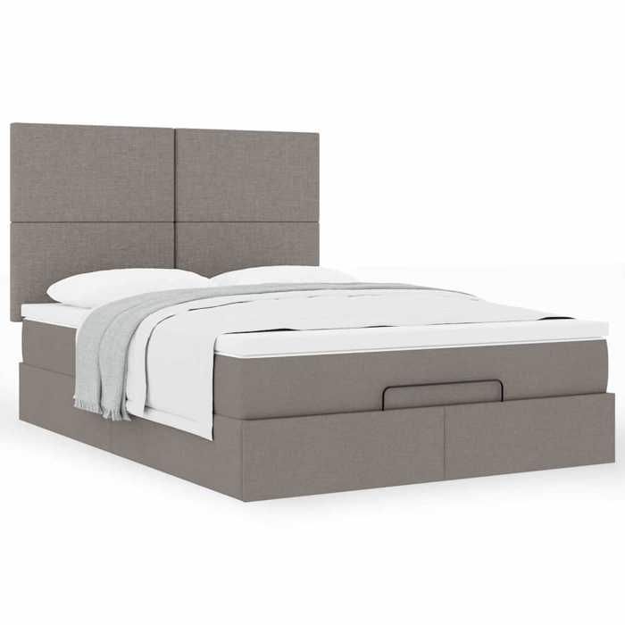 Maison Exclusive - Cadre de lit ottoman avec matelas taupe 140x190 cm tissu