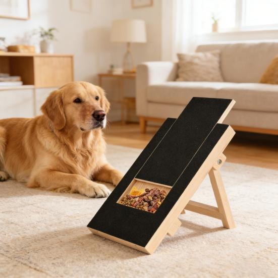 Yousheng Hundekratzbrett Welpen Nagelfeile Spielzeug mit Schiebefutterbox Holz Nagelfeile Brett für Hunde Nagelpflege Haushaltsmöbel Schutz