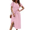 Women's Casual Round Neck Midi Dress Basic Classic Outdoor Everyday Short Sleeve Loose Dress