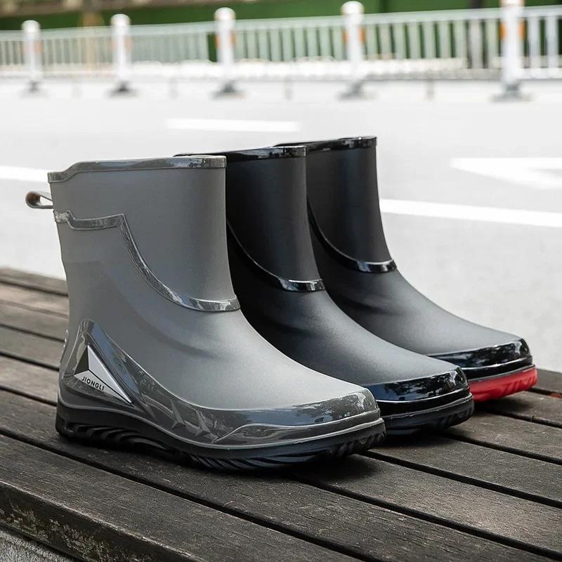 Men Waterproof Anti Slip Rain Boots Rubber Outdoor Fishing Warm Winter Shoes