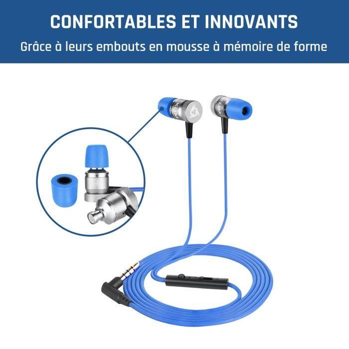 KLIM Fusion Ecouteurs Haute Qualité Audio - Durables - Innovant - Mousse à mémoire de forme - Bleu