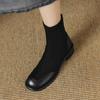 Krazing Pot Flock Autumn Winter Shoes Low Heels Size 43 Stretch Boots Back Preppy Style Street Wear Elastic Ankle Boots