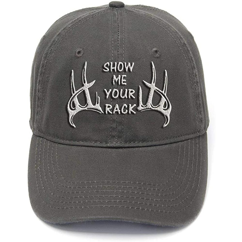 

Lyprerazy Show Me Your Rack Archery Deer Washed Cotton Adjustable Unisex Women Unisex Hip Hop Cool Flock Printing Baseball Cap