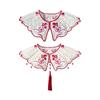 Traditional Chinese Style Pearl Beaded Tassels False Collar Embroidered Rabbit Flower Small Cloud Shoulder Shawl Wrap