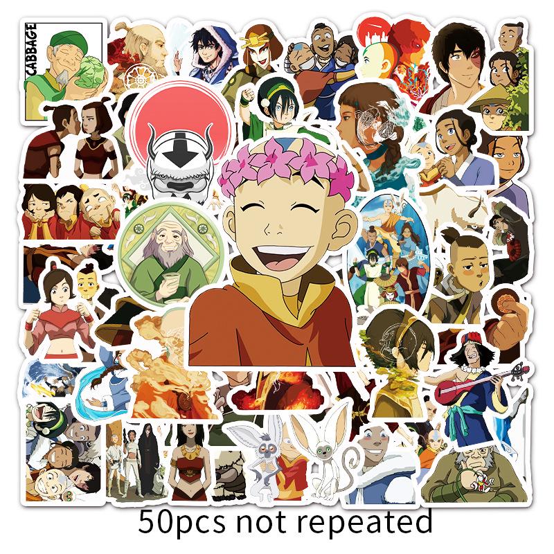 50 Anime Cartoon Avatar Doodle Stickers - Waterproof Decoration for Laptops, Scooters, Cars