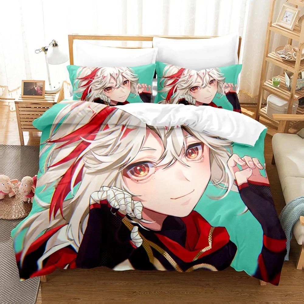 Cartoon Bedding Set Genshin Impact Game Kids 3d Duvet Cover Set Comforter Bed Linen For Children Boy Decor Bedclothes