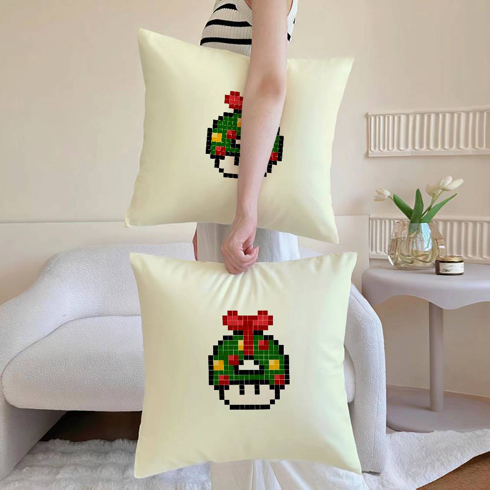 Mushroom Christmas Outfit Pillow Case Sofa and Living Room Decorative Cushion Covers Dust-proof and Mite-proof Invisible Zipper