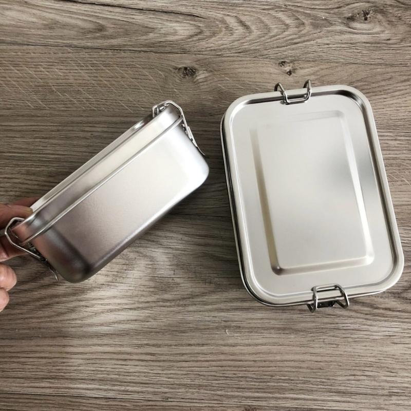 Fiambrera Metálica de 850ML con Compartimentos Contenedor de Almuerzo de Acero Inoxidable Fiambrera Reutilizable para el Hogar, la Oficina y la Escuela