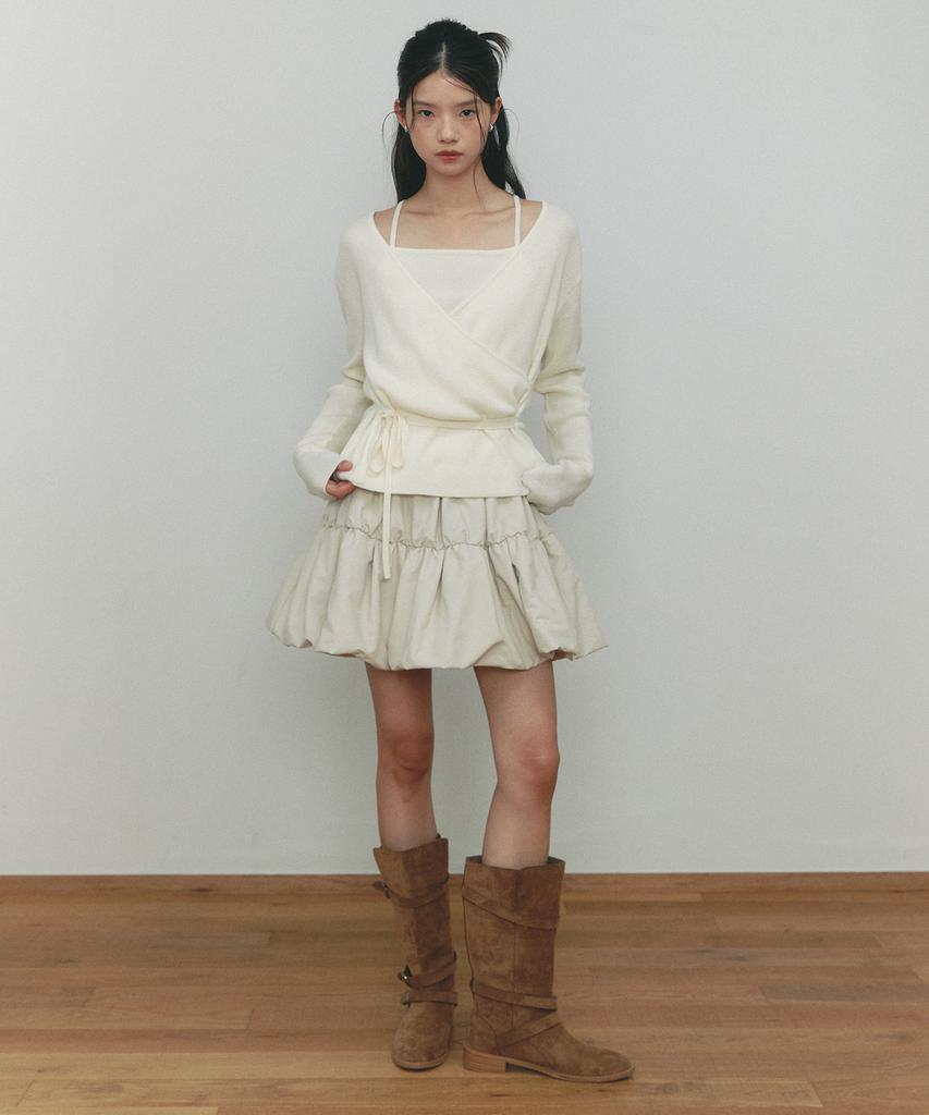 SSEMI Shrring Balloon Mini Skirt(Cr)