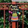 2D Flat Decorative 8×12 Inch Aluminum Plaque Metal Sign | Happy Birthday Colorful Cake & Balloon Design; Ideal for Birthday Party & Home Wall Decor
