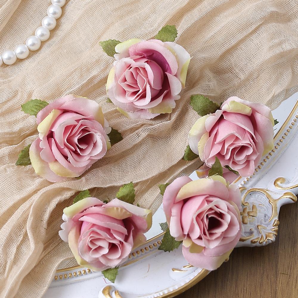 50PC Artificial Flowers DIY Candy Box Cake Home Decor Christmas Decorative Wreaths Wedding Party Garden Roses Arch Silk Fake