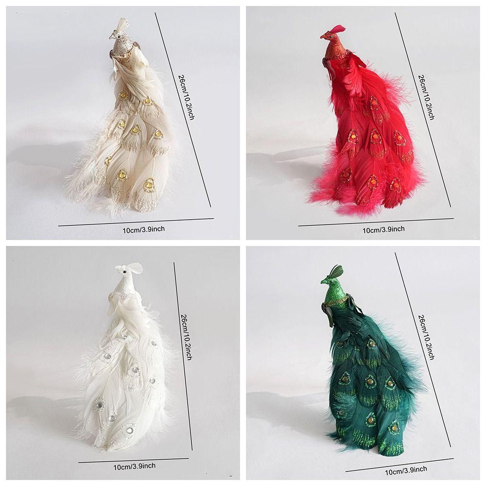 Glitzer Clip-on Pfau Baum Dekoration Langer Schwanz Weich Flauschig Weihnachten Pfau Anhänger Eingebauter Clip Schimmernde Gefiederte