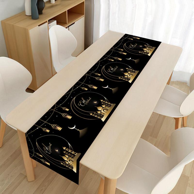 2024 Eid Mubarak Decoration Tablecloth Table Runner Banner Balloons Islamic Muslim Party Decor Ramadan Kareem Eid Al Adha Gift