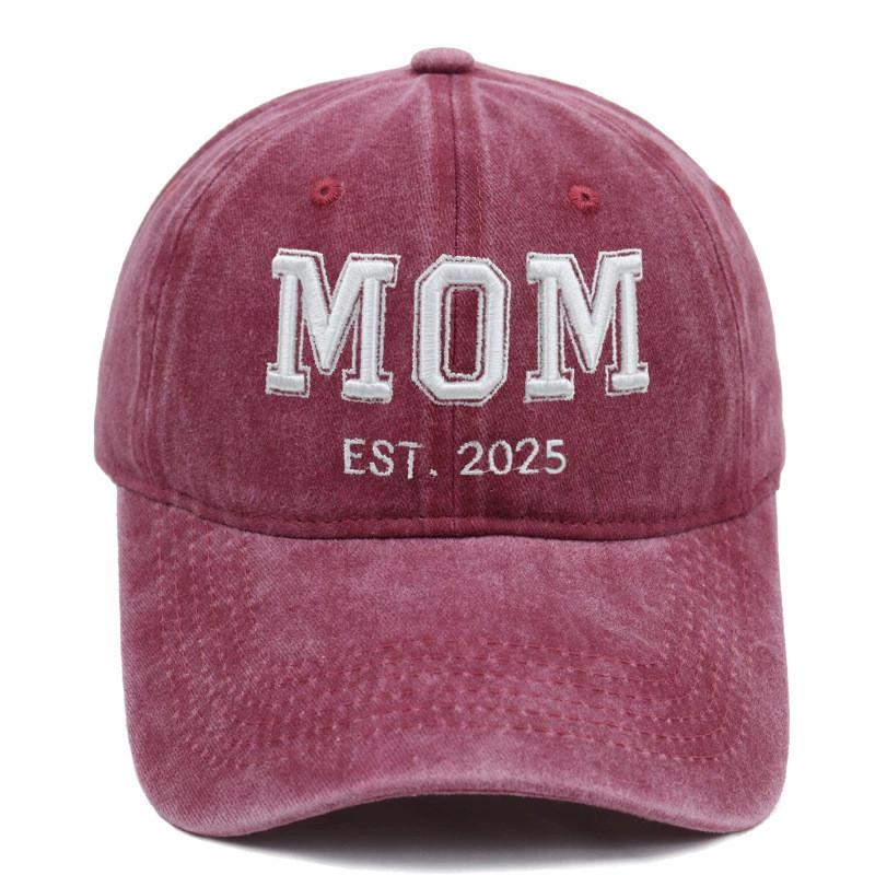Dad Mom Waterwashed Cotton Baseball Cap With Embroidery For Casual Outdoor Wear