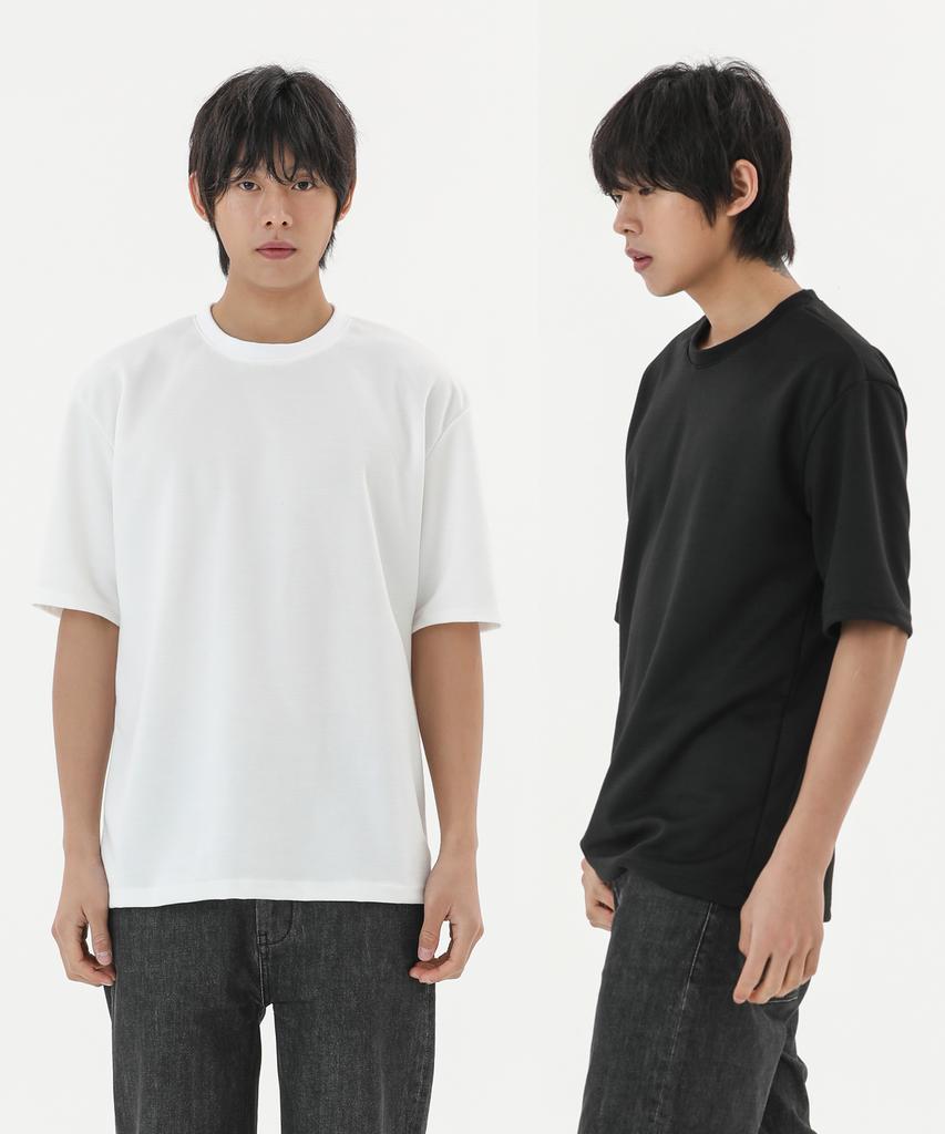 PEPPERSEASONING Layered Crew Neck Short Sleeve T-Shirt 260G Heavyweight Oversized Fit 2 Colors