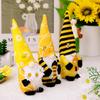 Playful Bumblebee Plush Gnome With Sunflowers And Honeycomb For Unique Home Decor Touch