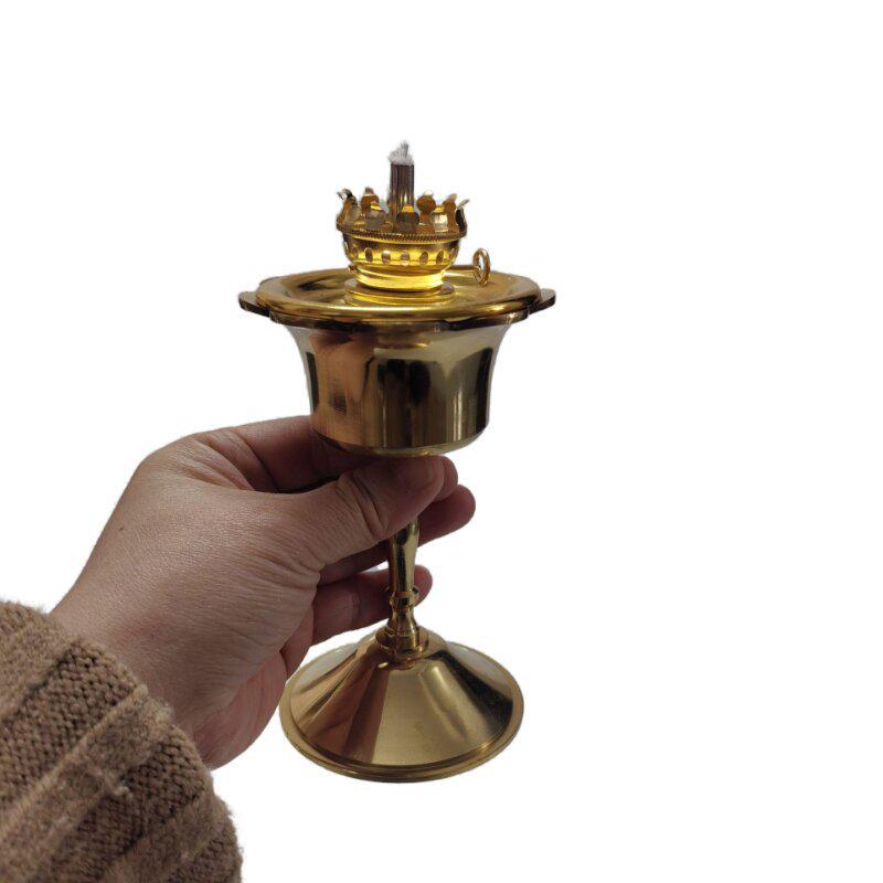 Exquisite Golden Chinese-Style Oil Lamp & Candle Holder