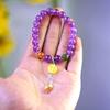 Women's Light Luxury Amethyst & Yellow Plum Blossom Beaded Bracelet with Crystal Pendant