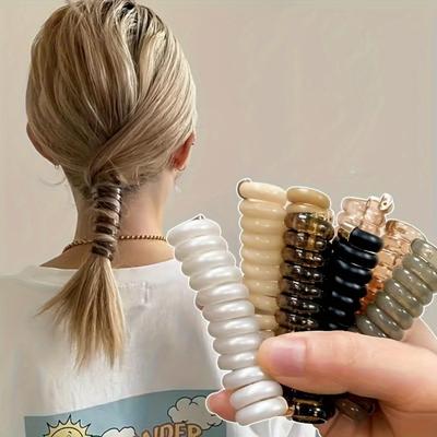 2 peças/conjunto espiral laço de cabelo resina laço de cabelo elástico corda de cabelo rabo de cavalo suporte acessórios de cabelo