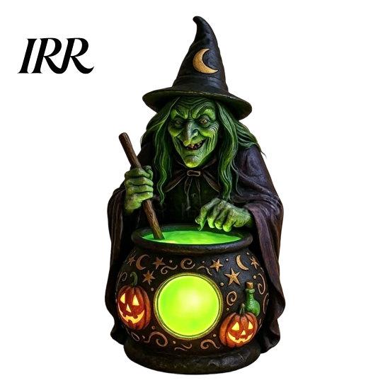 Spooky Night Light Halloween Gothic Witch Lantern, Resin Tabletop Decor with Warm Glow, Centerpiece Lantern Decoration for Shelf Desk