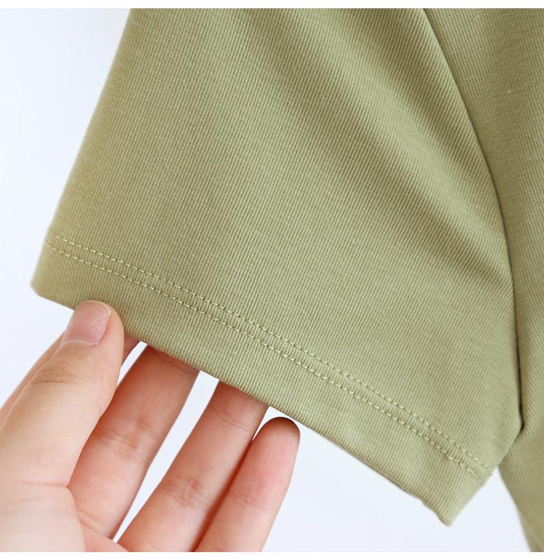 Women's Short-Sleeve Cotton Crop Top with Chest Pads, Round Neck, Summer Wear