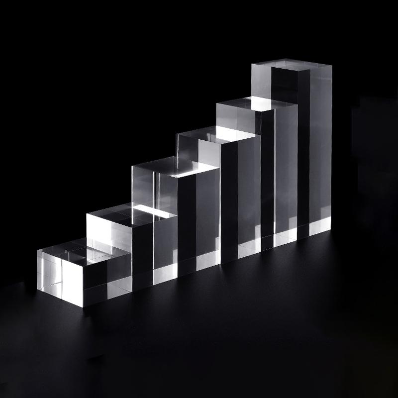 1PC Acrylic Square Display Block Clear Polished Acrylic Cube Solid Display Riser Stand for Jewelry Perfume Collection Figures