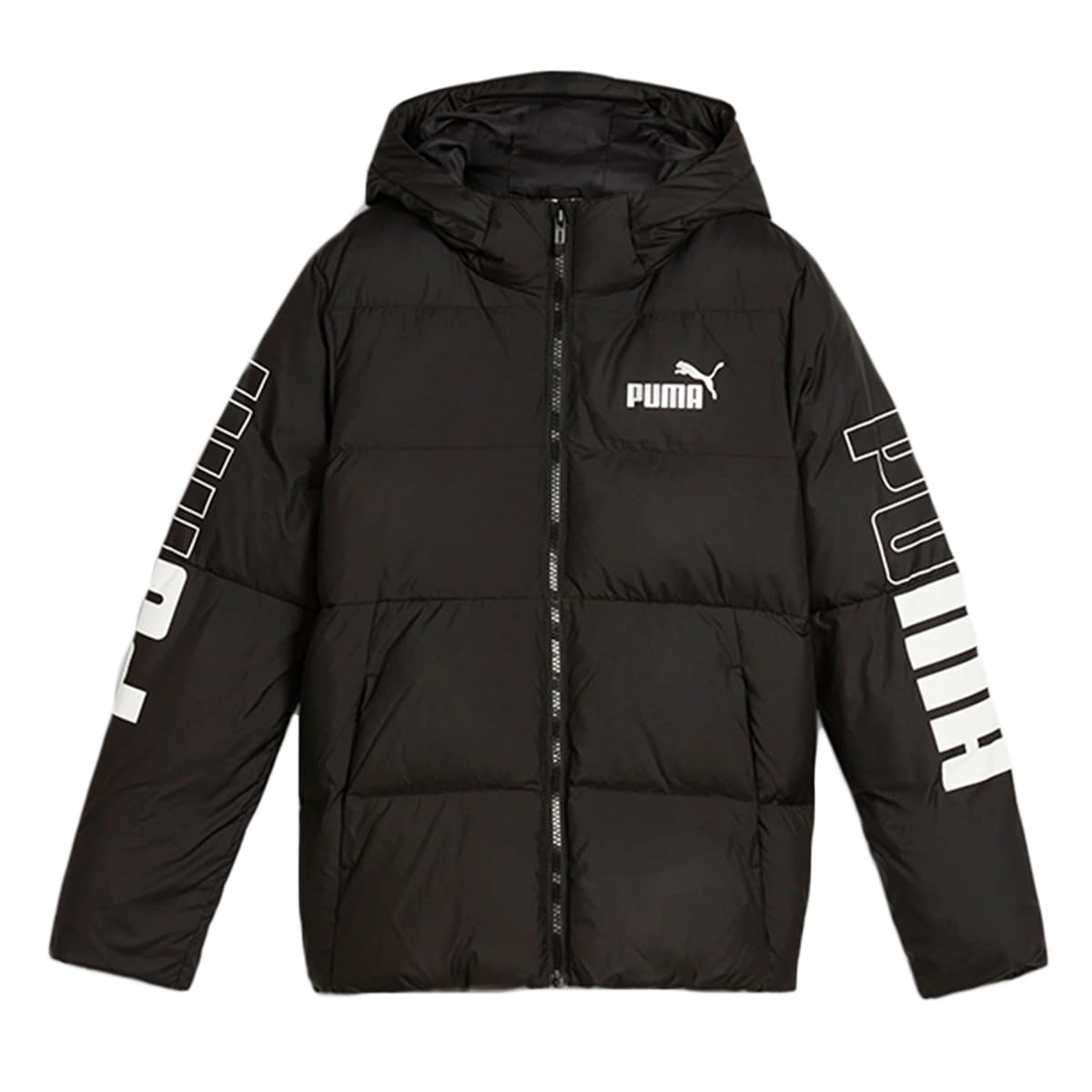 

PUMA POWER Color Block Hooded Jacket and 2023 Black Size 130 (678501), Breathable, Warm, Windproof, Water-Repellent, Kids Fall/Winter Color (01),