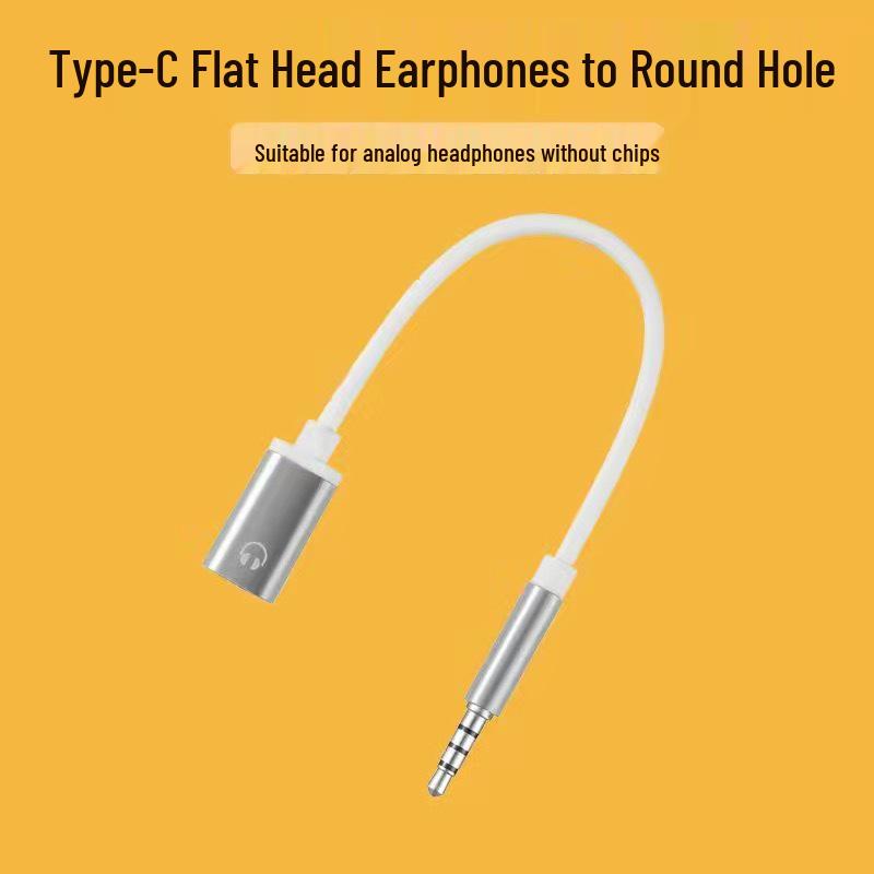 3.5mm Male to USB-C Female Flat Head to Round Head Earphone Adapter Cable