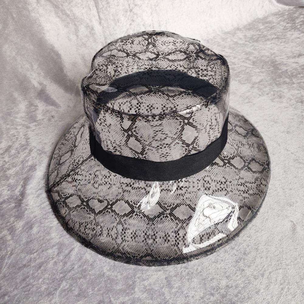 New Solid Leopard Transparent Women's Buckets Hats Caps PVC Beach Sun Visor Waterproof Rain Hat Plastic Wide Brim Caps Gorras