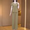 Elegant Casual and Fashionable Two-piece Set for Women In Summer, A Short-sleeved Wide-leg Pants Outfit That Enhances Your Youthful Appearance.