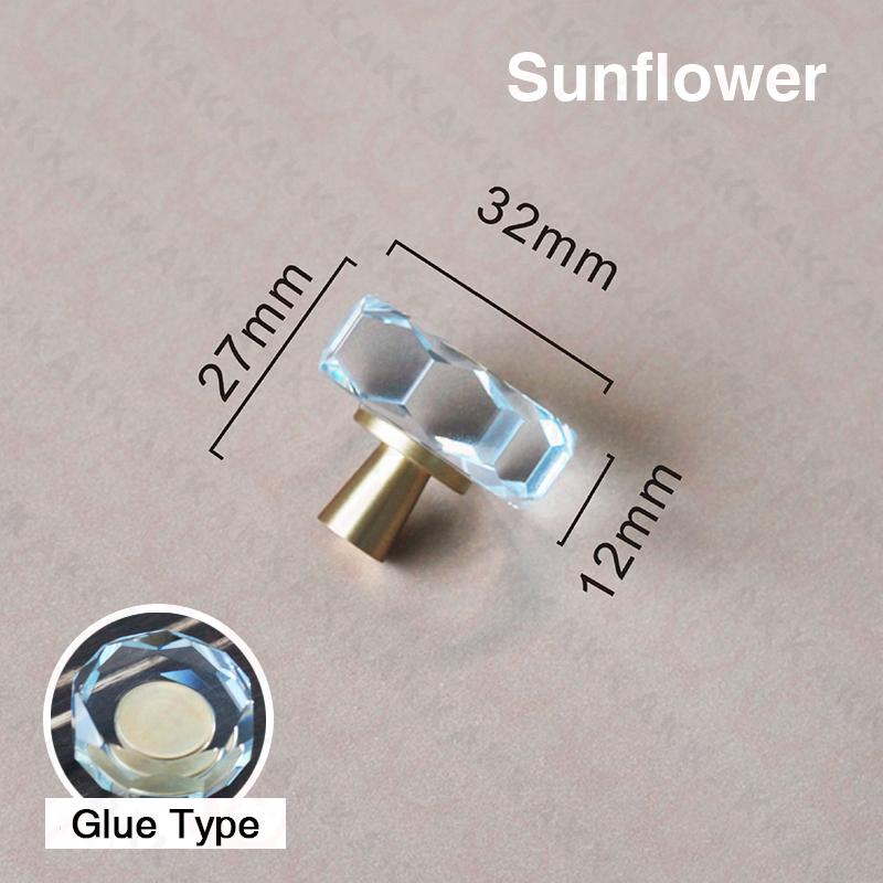 KAK 30mm Crystal Cabinet Knobs and Handle Brass Copper Kitchen Handle Square Cupboard Door Pulls Furniture Knobs Door Hardware