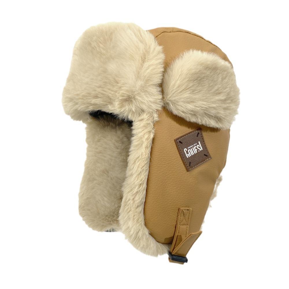 New Winter Leather Lei Feng Hat for Men and Women Korean Style Cold Proof Ear Protection Plus Velvet Thickened Outdoor Warm Hat