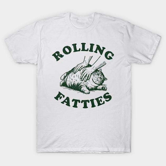 

Men Black Print T-shirt Rolling Fatties University Vintage No-Cut Transfer Paper Print Cotton Tshirt 2XL білий