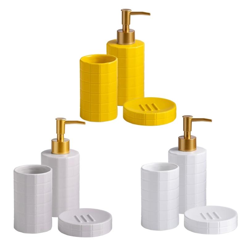 Ceramic Bath Accessories Set For Home Use, AntiSlip Toothbrush Cup Holder With Easy To Clean Glazed Finishes