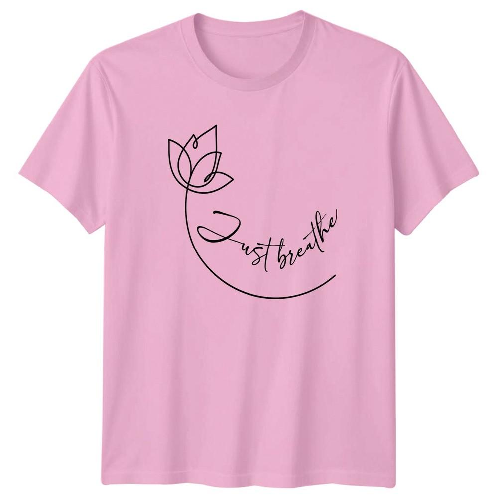 Just Breathe Unisexs TShirt Lotus Flower Yoga Mindfulness