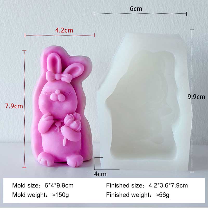 DIY Bunny Shape Chocolate Cookies Baking Molds Cartoon Rabbit Silicone Mold Handmade Aroma Candle Plaster Resin Mould