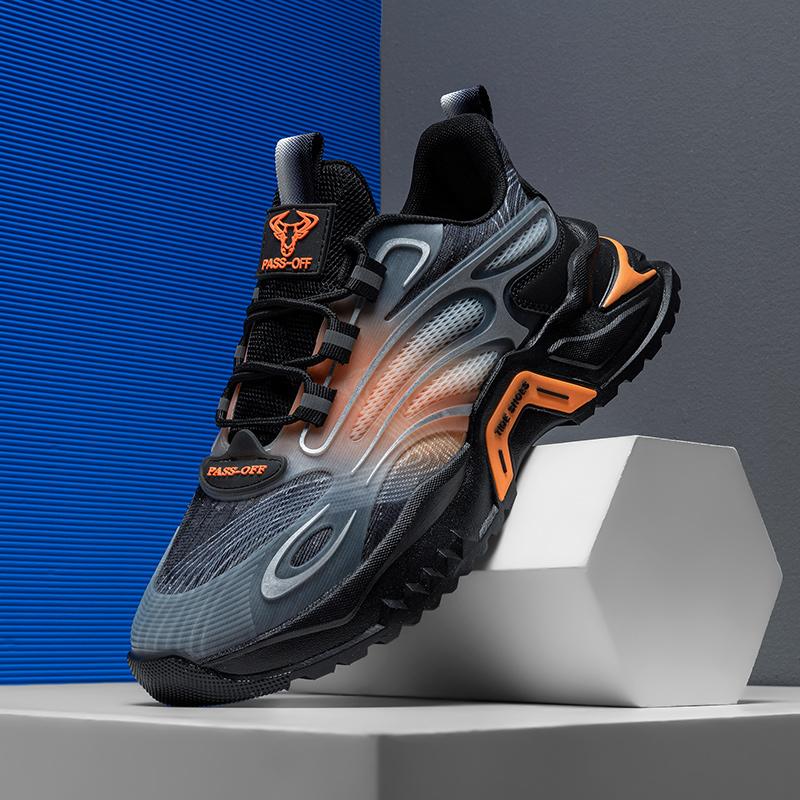 Mens Sports Shoes Autumn New Mesh Breathable Lightweight Anti Slip Outdoor Running Shoes Fashion Lace-up Casual Sneakers