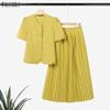 Women Short Sleeve Blouse and Long Skirts Summer Two Piece Suit Sets