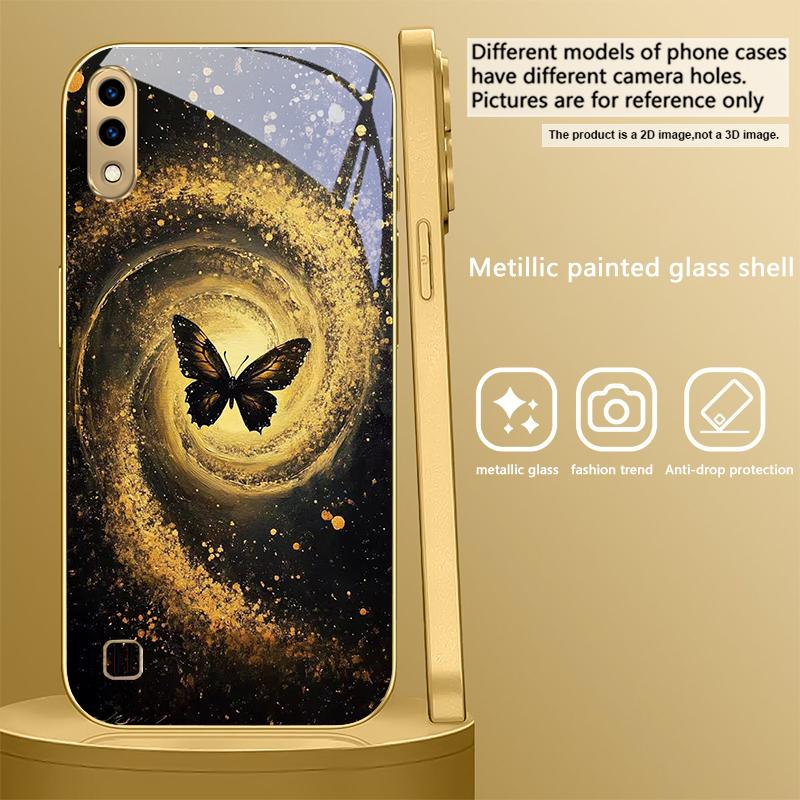 

Vortex Black Butterfly For Samsung A 01 52S A04 A05S A10 A12 A13 22 23 24 36 42 M02 Note 10 20Ultra 8 9 Golden glass phone case Galaxy A03 Core
