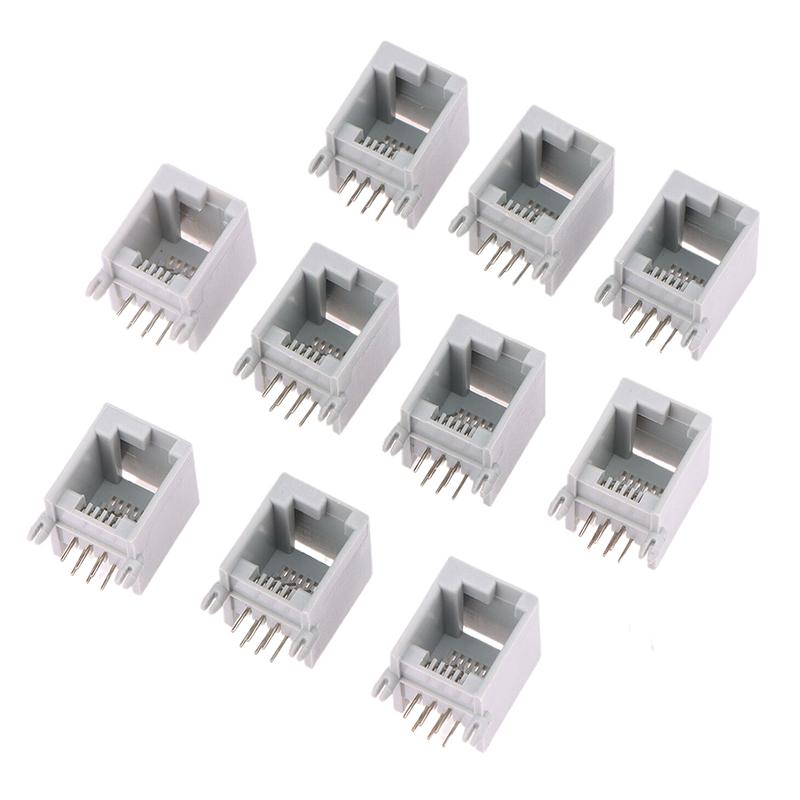 10 Stück Rj11 Telefonbuchse Gebogener Pin 95001 4P4C 6P6C 6P4C Buchse Pcb-Steckverbinder Telefonbuchse