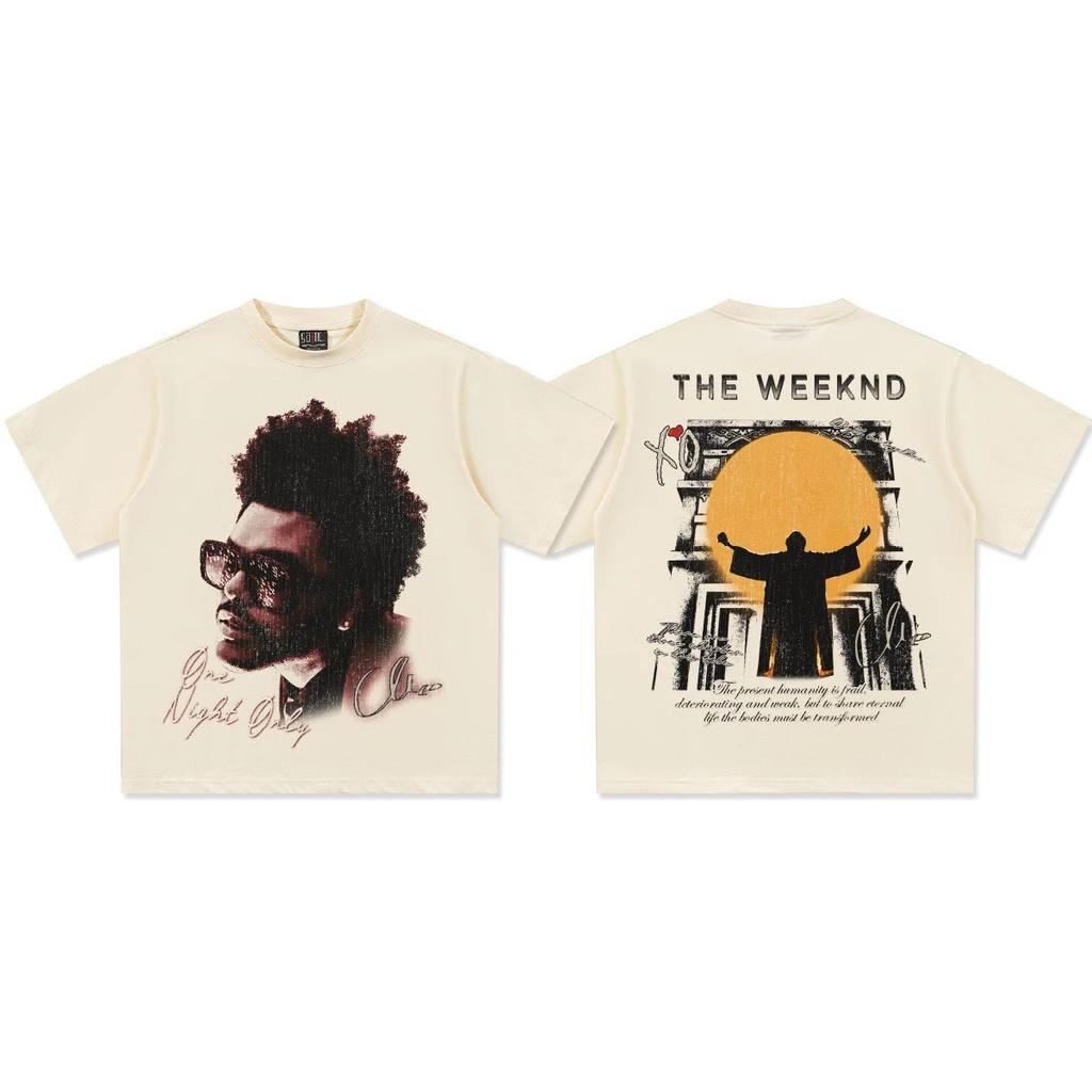 Hip Hop Rap The Weeknd Koszulka z krótkim rękawem Y2K High Street Marka Tide Vintage Luźna Bawełniana Koszulka z Nadrukiem Unisex