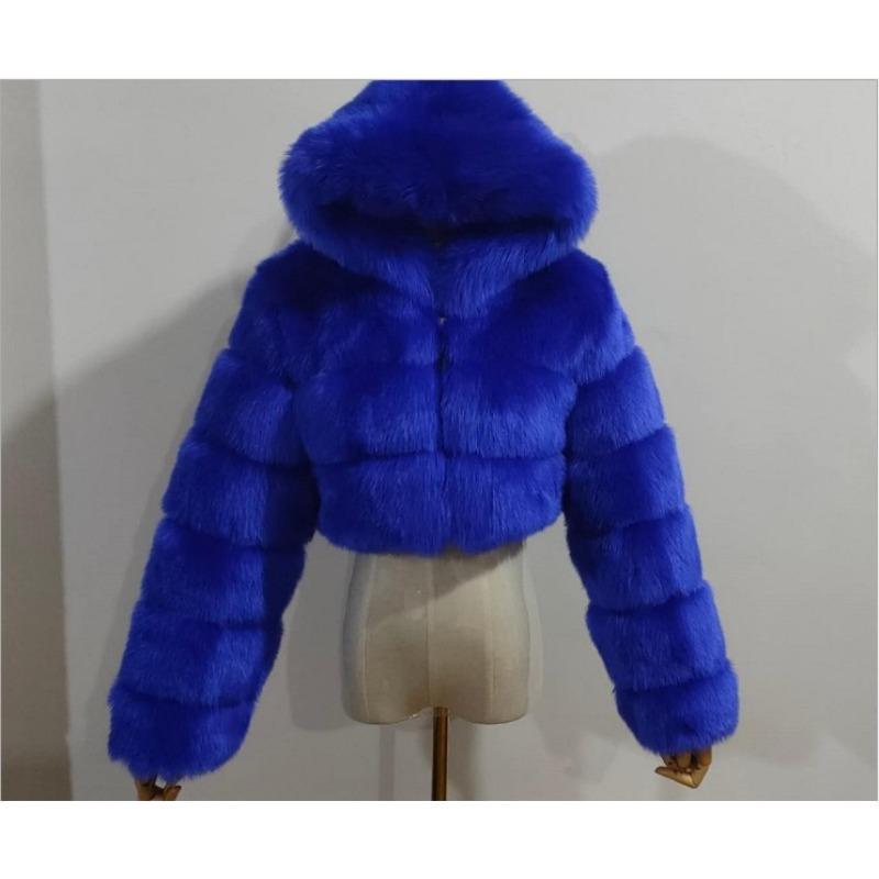 Fur Autumn and Winter New Imitation Fur Warm Hooded Fur Coat Women