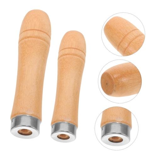 HOMSFOU 10 Pieces Wooden File Handles, Portable File Handles, Ergonomic File Handles, Durable File Grip, Crafts, Replacement File Handles, Multi-Purpo