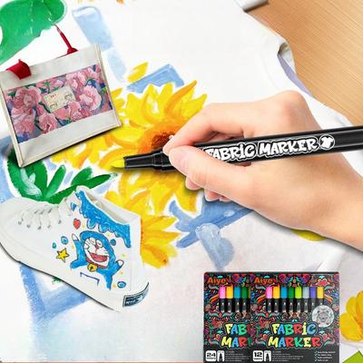 12/24pcs/set Color Fabric Marker Pen Washable Markers Markers Set School Supplies Art Supplies for Artist