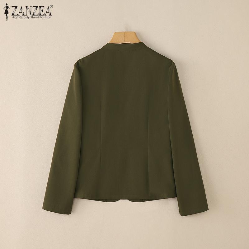 ZANZEA Womens Casual Solid Color Long Sleeve Cardigan Blouse