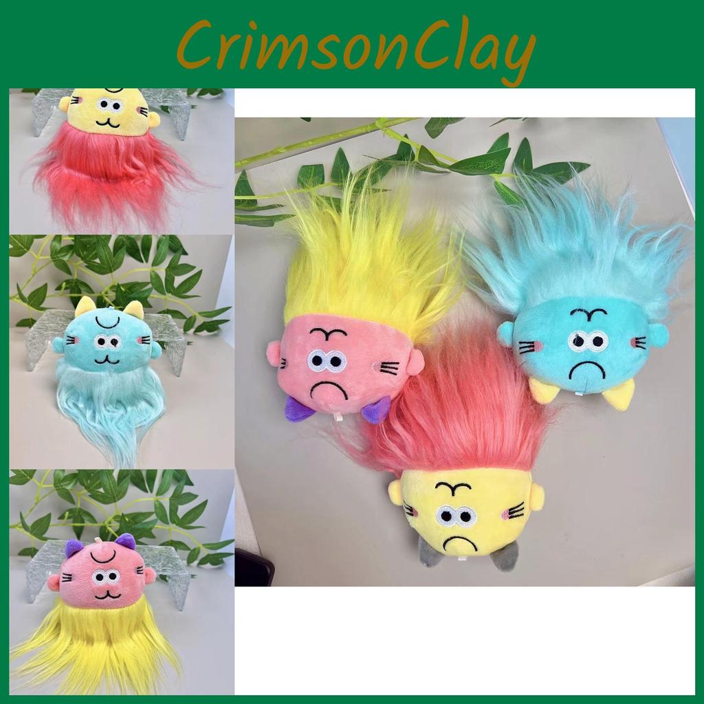 Soft Plush Charming Cat Keychain Unique Expressions In Pink Blue And Yellow Colors