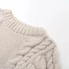 Women's Thick Line Big Twist Knitted Loose Sweater Pullover Fashion Casual Crochet Round Neck Sweaters Solid Color New Knitwear
